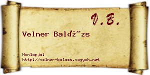 Velner Balázs névjegykártya