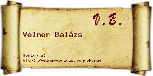 Velner Balázs névjegykártya